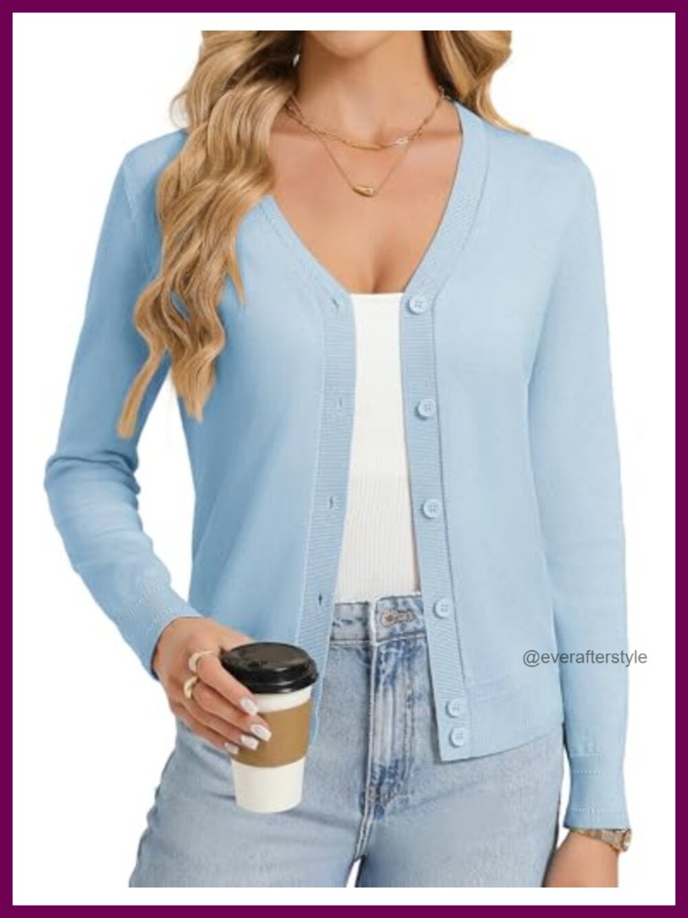 Lightweight V-Neck Button Up Knit Cardigan for Women Fall Layering